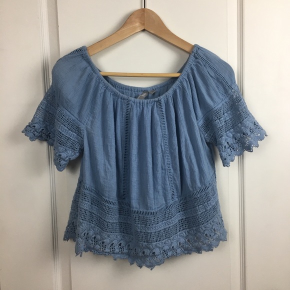 ASOS Tops - 🎈FREE! ASOS blue off shoulder ruffle top size 6